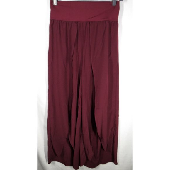 Breezeful Crimson High Waisted Split Leg Harem Pants, Pocket - Picture 7 of 10